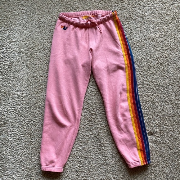 Aviator Nation Pink Five Stripe Sweatpants - Picture 2 of 9